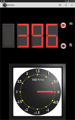 Copie d'cran de l'application "Altimtre"
